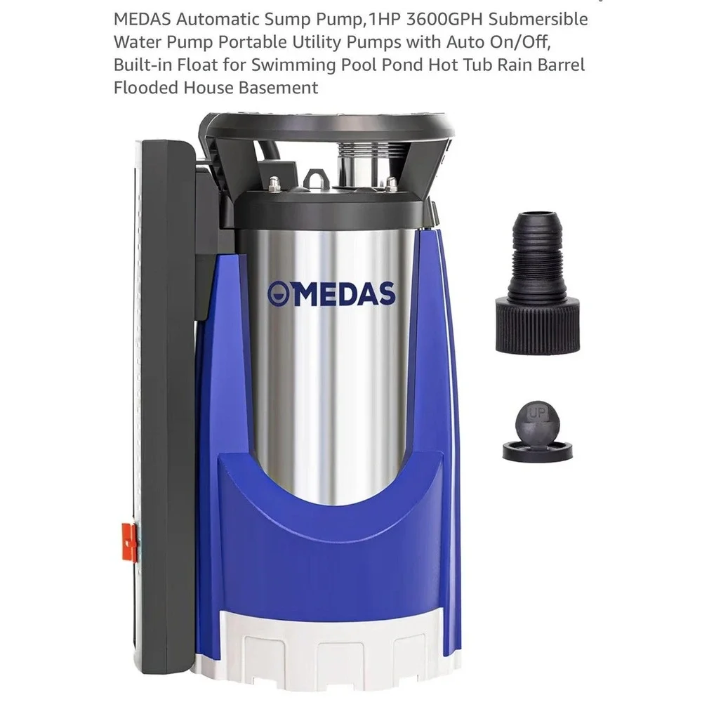 MEDAS 031 Auto Submersible Sump Utility Pump 1HP‎ 3600GPH Clean Water Blue